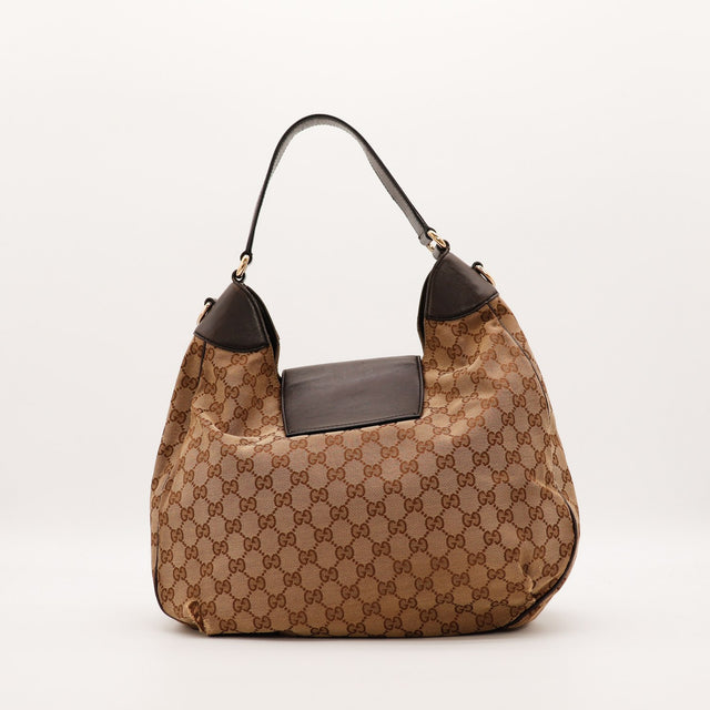 Dos du sac Gucci Hobo Horsebit toile monogrammée occasion authentique — AMANA Vintage