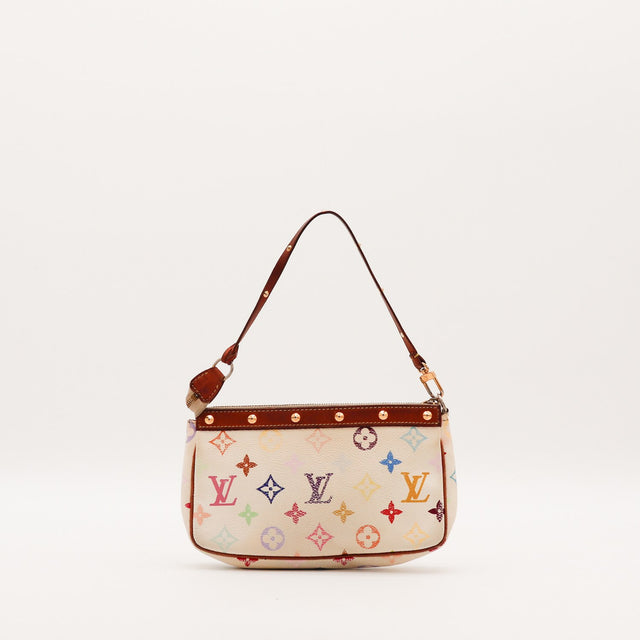 Pochette Louis Vuitton Multicolore seconde face toile blanche occasion authentique — AMANA Vintage