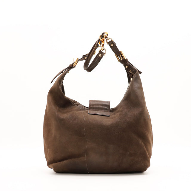 Sac Fendi Hobo marron vue arrière anse chaîne écaille occasion authentique — AMANA Vintage