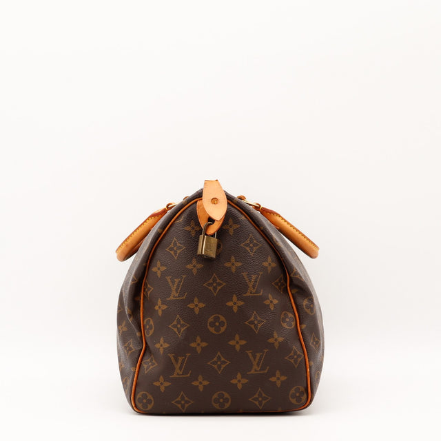Vue de côté Louis Vuitton Speedy 35 Toile Monogramme occasion authentique — AMANA Vintage