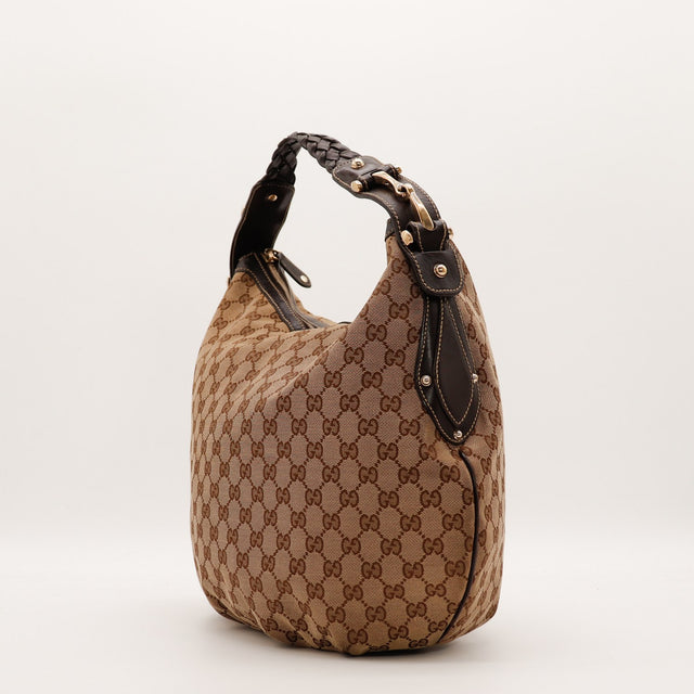 Profil sac Gucci Hobo anse tressée cuir marron occasion authentique — AMANA Vintage