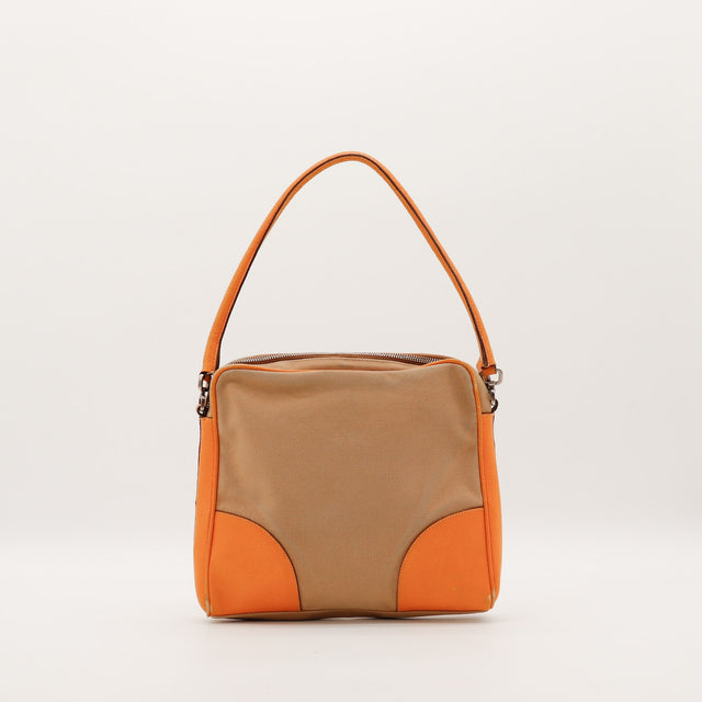 Sac Prada toile beige vue arrière occasion authentique — AMANA Vintage