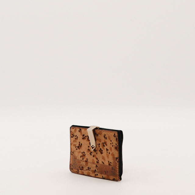 Petit portefeuille Bottega Veneta léopard vue de trois quarts occasion authentique — AMANA Vintage