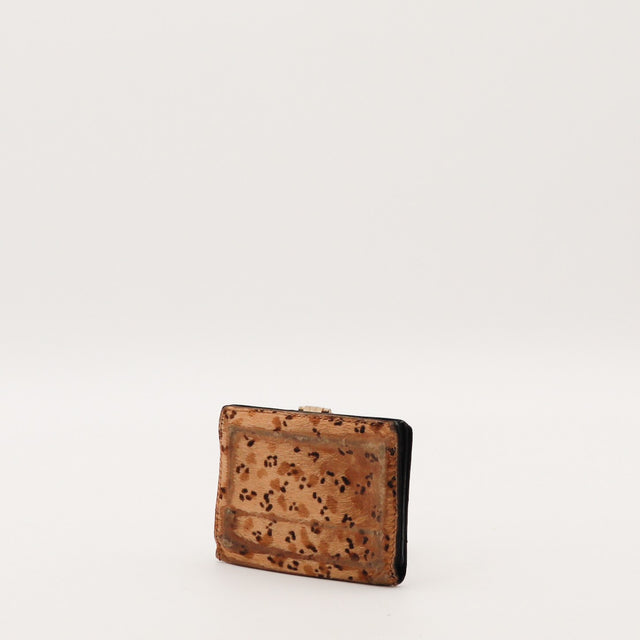 Petit portefeuille Bottega Veneta léopard vue arrière trois quarts occasion authentique — AMANA Vintage