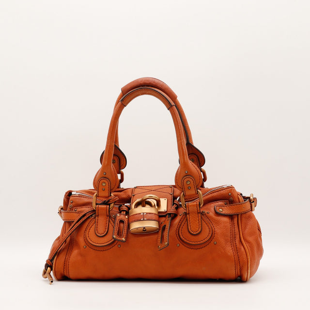 Sac Chloé Paddington cuir de veau grainé terracotta vue de face occasion authentique — AMANA Vintage