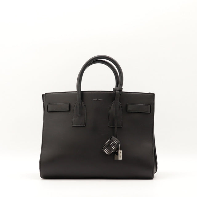 Sac Saint Laurent Sac de Jour Small cuir noir vue de face occasion authentique — AMANA Vintage