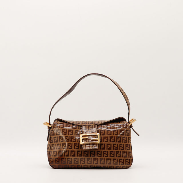 Sac Fendi Baguette toile Zucchino enduite marron vue de face occasion authentique — AMANA Vintage
