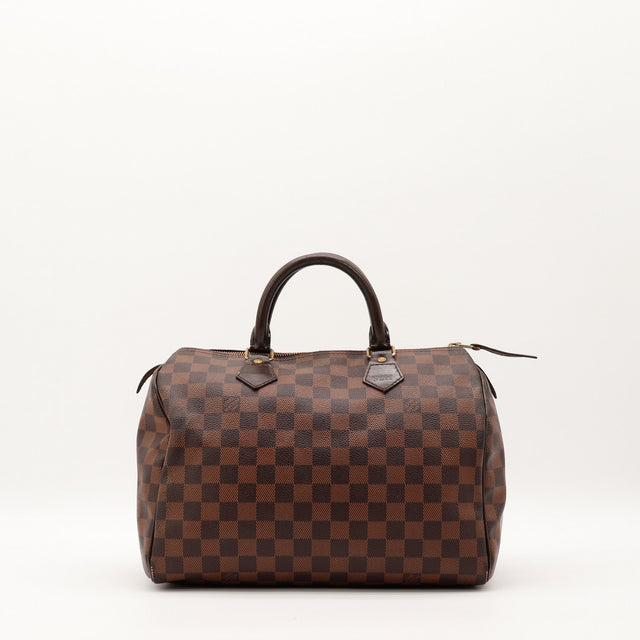 Sac Louis Vuitton Speedy 30 toile Damier Ébène vue de face occasion authentique — AMANA Vintage