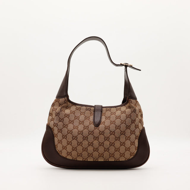 Gucci New Jackie vue de face sans fermoir piston toile monogrammée marron — AMANA Vintage