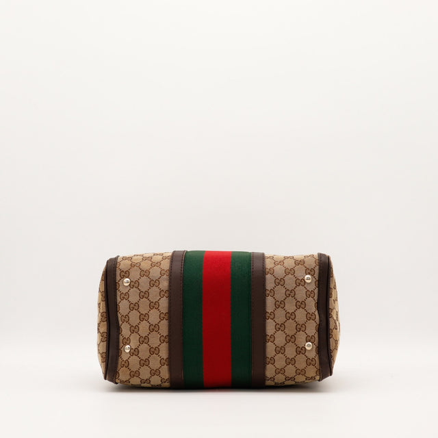 Gucci Boston Web vue du fond pieds métalliques — AMANA Vintage