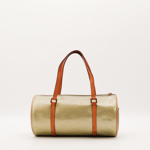 Sac Louis Vuitton Bedford cuir Vernis gris vert vue de face occasion authentique — AMANA Vintage