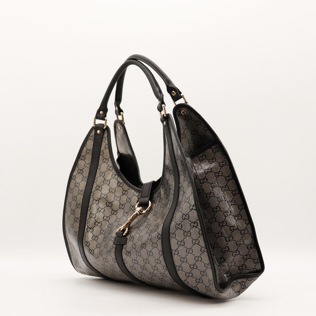 Sac Gucci Hobo vue de trois quarts cuir noir occasion authentique — AMANA Vintage