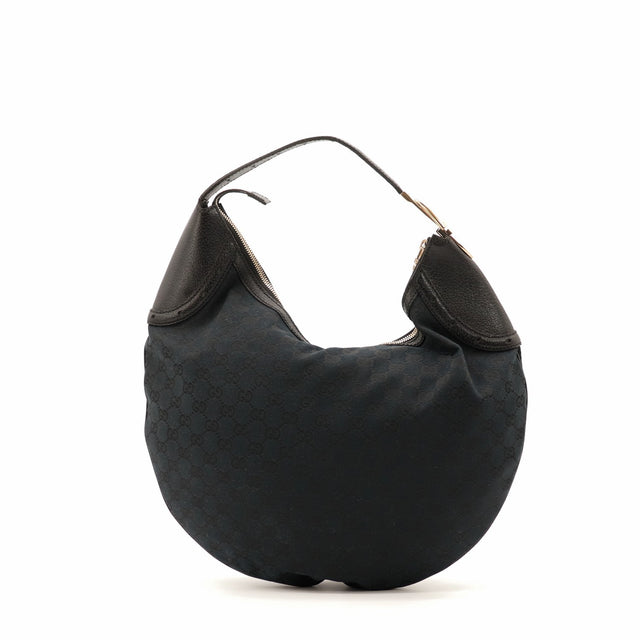 Sac Gucci Hobo Demi Lune toile noire vue arrière occasion authentique — AMANA Vintage