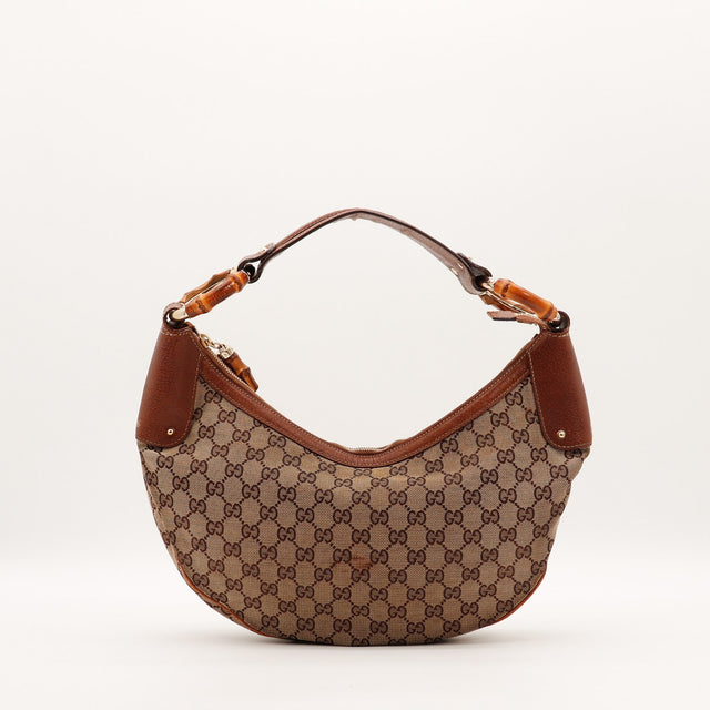 Sac Gucci Hobo Bambou vue arrière toile monogrammée occasion authentique — AMANA Vintage