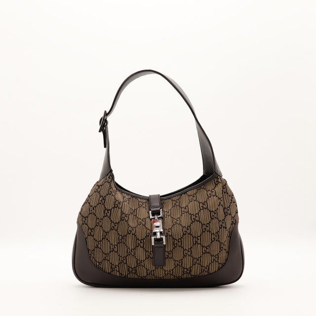 Sac Gucci Jackie toile monogrammée marron vue de face occasion authentique — AMANA Vintage