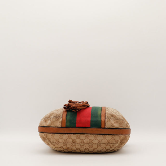 Base du sac seau Gucci Web bande verte et rouge — AMANA Vintage