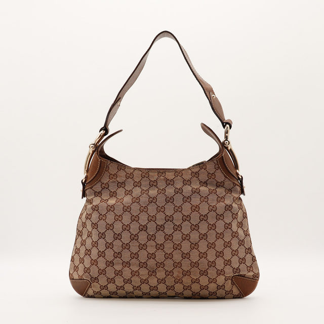 Sac Gucci Hobo toile monogrammée vue de face occasion authentique — AMANA Vintage