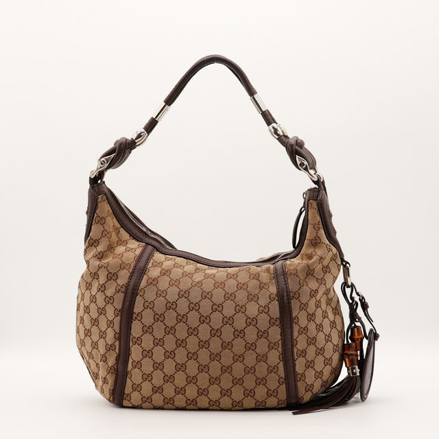 Sac Gucci Hobo toile monogrammée vue de face occasion authentique — AMANA Vintage
