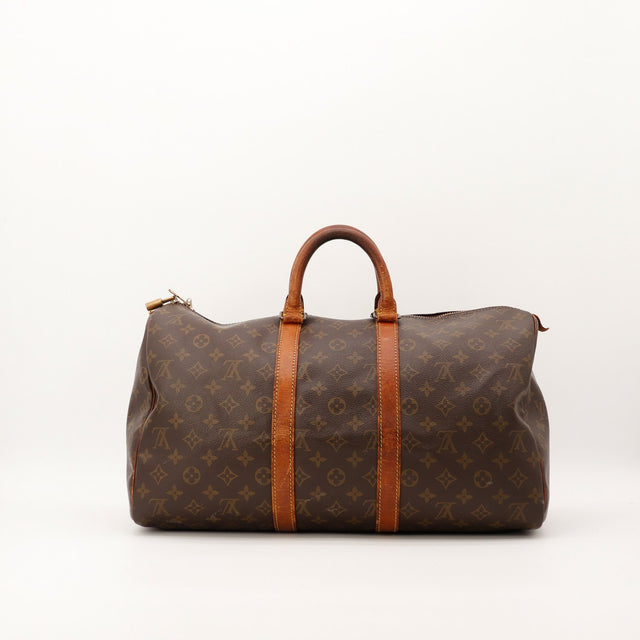 Louis Vuitton Keepall 50 vue de face arriere toile Monogram occasion — AMANA Vintage