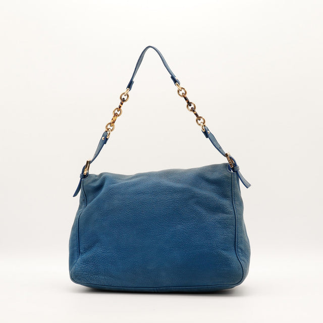 Sac Fendi Mamma Baguette cuir bleu vue arrière occasion authentique — AMANA Vintage