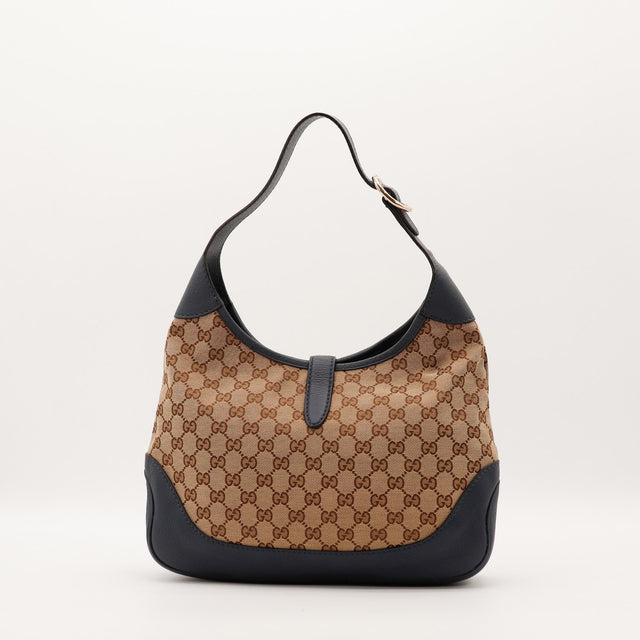 Sac Gucci Jackie vue arrière toile monogrammée beige occasion authentique — AMANA Vintage