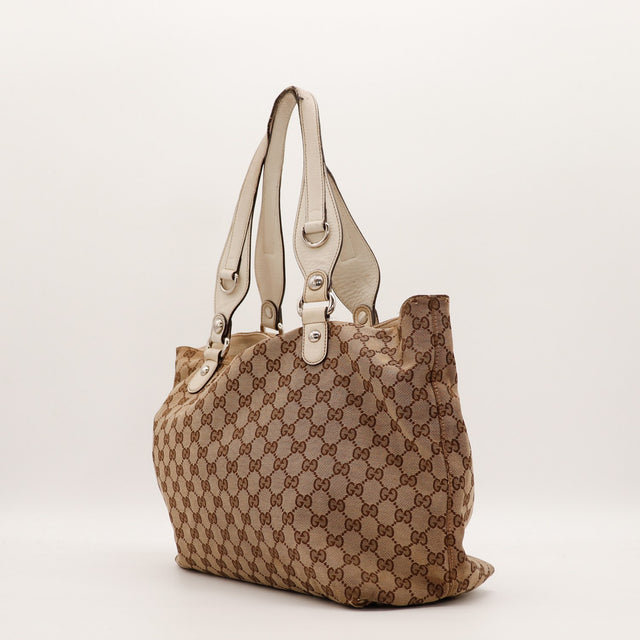 Tote Gucci monogramme vue de trois quarts côté gauche — AMANA Vintage