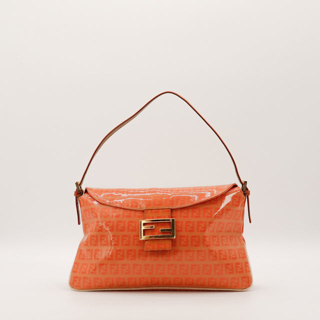 Sac épaule Fendi toile Zucchino rouge vue de face occasion authentique — AMANA Vintage