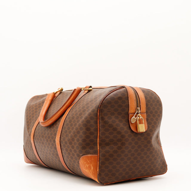 Vue de profil Céline Boston Macadam toile Macadam marron occasion authentique — AMANA Vintage
