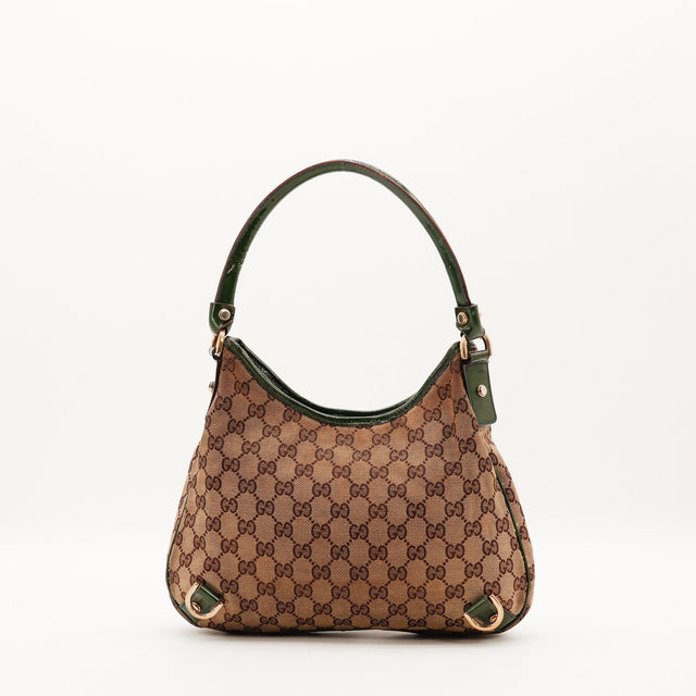Sac Gucci Hobo vue arrière toile monogrammée beige occasion authentique — AMANA Vintage