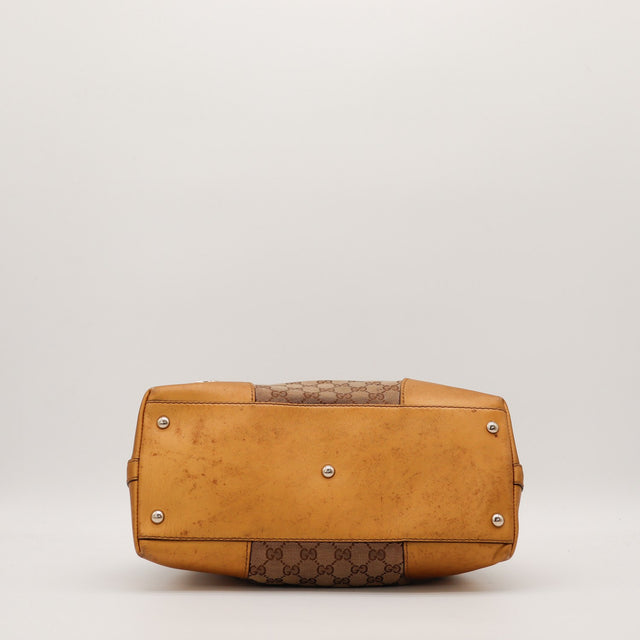 Vue du fond Gucci Hobo Interlocking G cuir caramel avec traces d'usage — AMANA Vintage