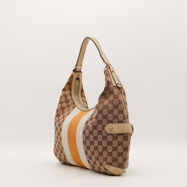 Sac Gucci Hobo Horsebit vue de côté anse cuir occasion authentique — AMANA Vintage
