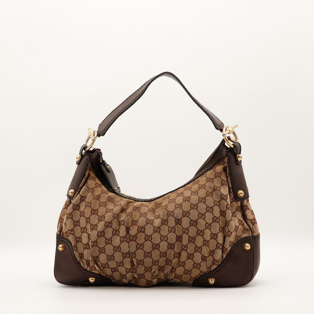 Sac Gucci Hobo toile monogrammée vue de face occasion authentique — AMANA Vintage