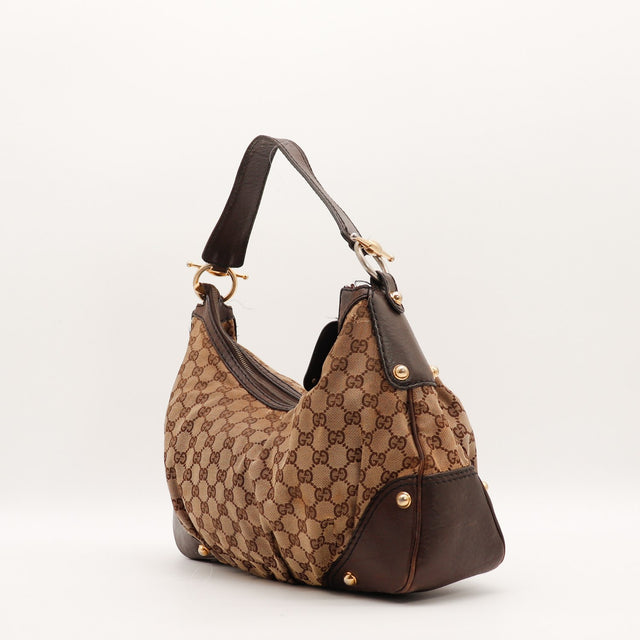 Sac Gucci Hobo cuir marron vue de côté occasion authentique — AMANA Vintage