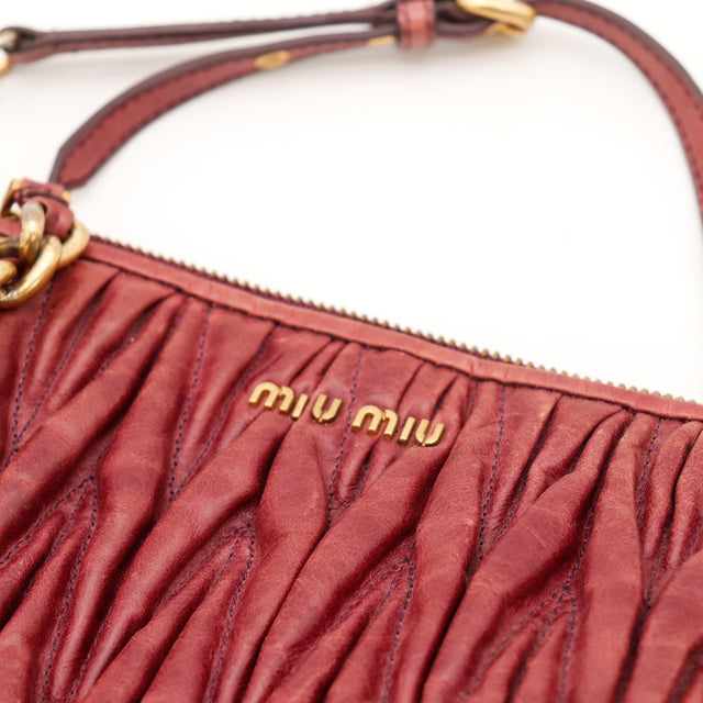 Vue intérieure Miu Miu Matelassé cuir d'agneau rose bois occasion authentique — AMANA Vintage