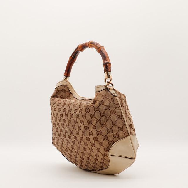 Sac Gucci Hobo Bambou vue de profil anse bambou occasion authentique — AMANA Vintage