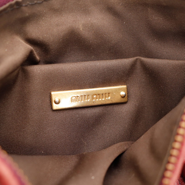 Vue du fond Miu Miu Matelassé cuir d'agneau rose bois occasion authentique — AMANA Vintage