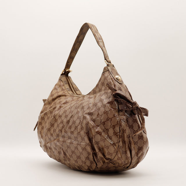 Sac Gucci Hobo Web vue de côté nœud latéral occasion authentique — AMANA Vintage