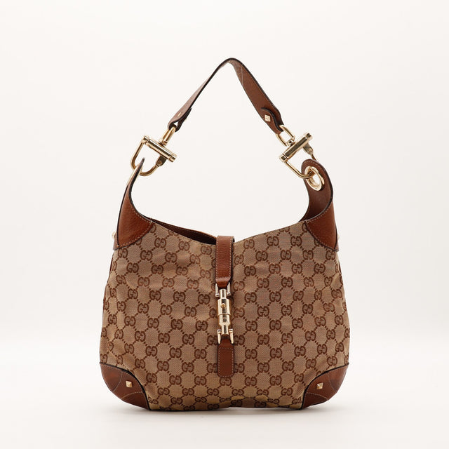 Sac Gucci New Jackie toile monogrammée vue de face occasion authentique — AMANA Vintage