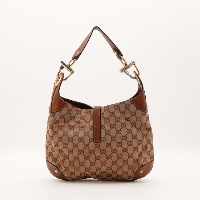 Sac Gucci New Jackie vue arrière toile monogrammée occasion authentique — AMANA Vintage