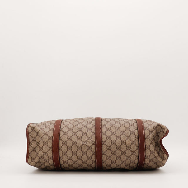 Vue du fond Tote Horsebit Gucci toile monogrammée cuir marron — AMANA Vintage
