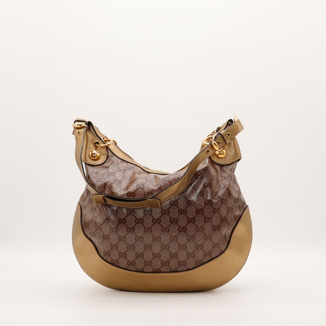Hobo Gucci Babouska bronze vue de trois quarts droit — AMANA Vintage