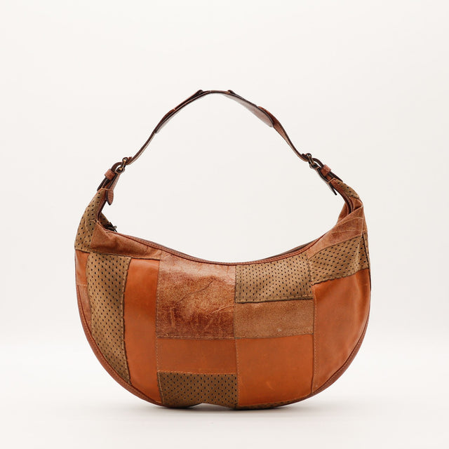 Sac Dior Hobo Patchwork cuir et daim vue de face occasion authentique — AMANA Vintage