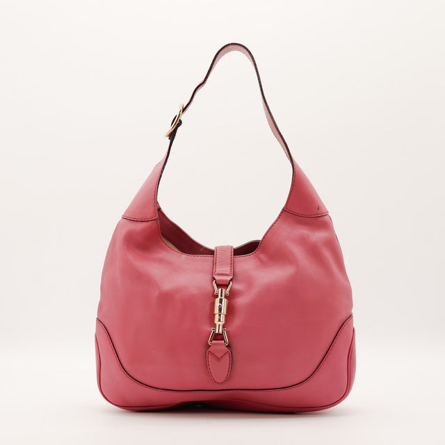 Sac Gucci New Jackie cuir rose framboise vue de face occasion authentique — AMANA Vintage
