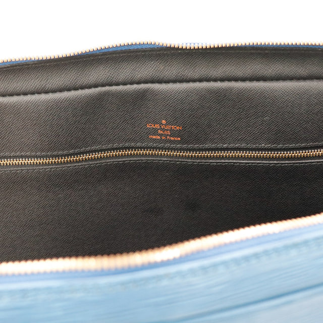 Interieur compartiments Porte-Documents Voyage Louis Vuitton Epi bleu — AMANA Vintage
