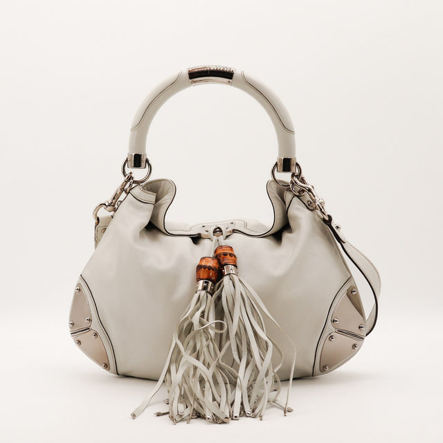 Sac Gucci Indy Hobo cuir ivoire vue de face occasion authentique — AMANA Vintage