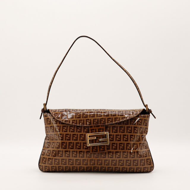 Sac Fendi Mamma Baguette toile Zucchino enduite vue de face occasion authentique — AMANA Vintage
