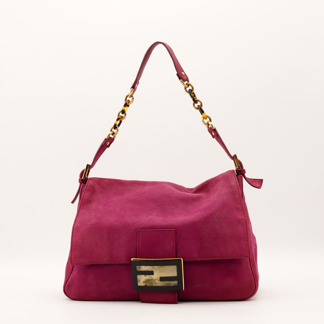 Sac Fendi Mia cuir nubuck fuchsia vue de face occasion authentique — AMANA Vintage