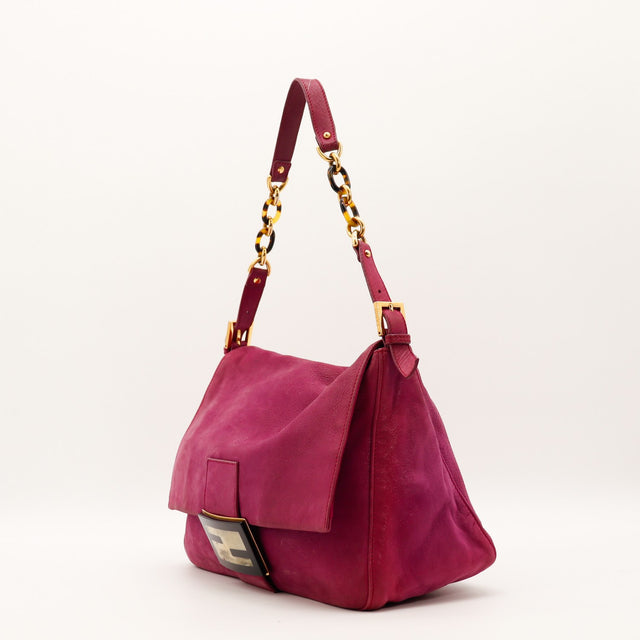 Sac Fendi Mia nubuck fuchsia vue trois quarts occasion authentique — AMANA Vintage