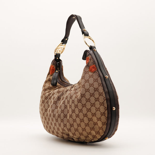 Sac Gucci Hobo vue de trois quarts anse cuir occasion authentique — AMANA Vintage