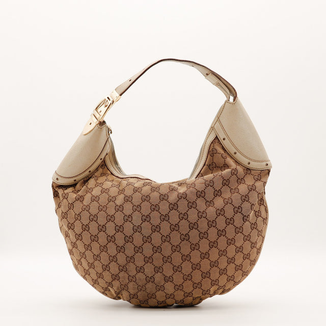 Sac Gucci Hobo Demi Lune toile monogrammée vue de face occasion authentique — AMANA Vintage